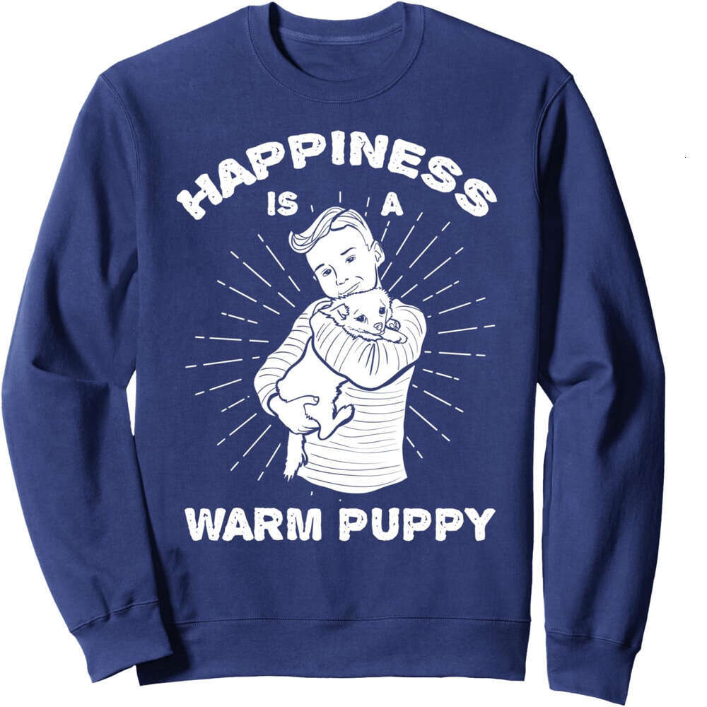 Long Sleeve Shirts for Men sweatshirt Happiness Is A Warm Puppy Funny Cute Pet Dog Love Sweatshirt T shirt Tee Streetwear Casual tops clothes