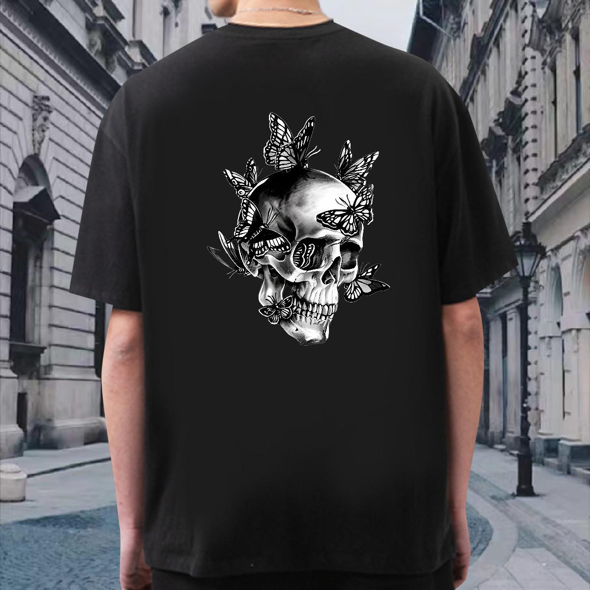 Popular T Shirt For Man 230g Cotton butterfly High Street Hip Hop DIY Printed Breathable Crew Neck Couples T Shirts 2024 DIY Wear