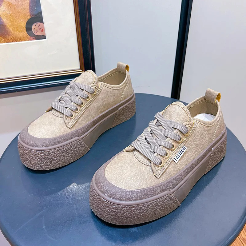 AIYUQI Womens Sports Shoes Genuine Leather Casual Lace Womens Sports Shoes Platform Board Shoes Womens Platform Shoes 240823