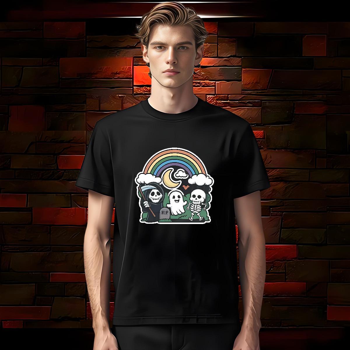 Wholesale T Shirt For Man 230g 100% Cotton rainbow Summer Casual DIY Printed Short Sleeve Soft Men Tshirts 2024 Wear
