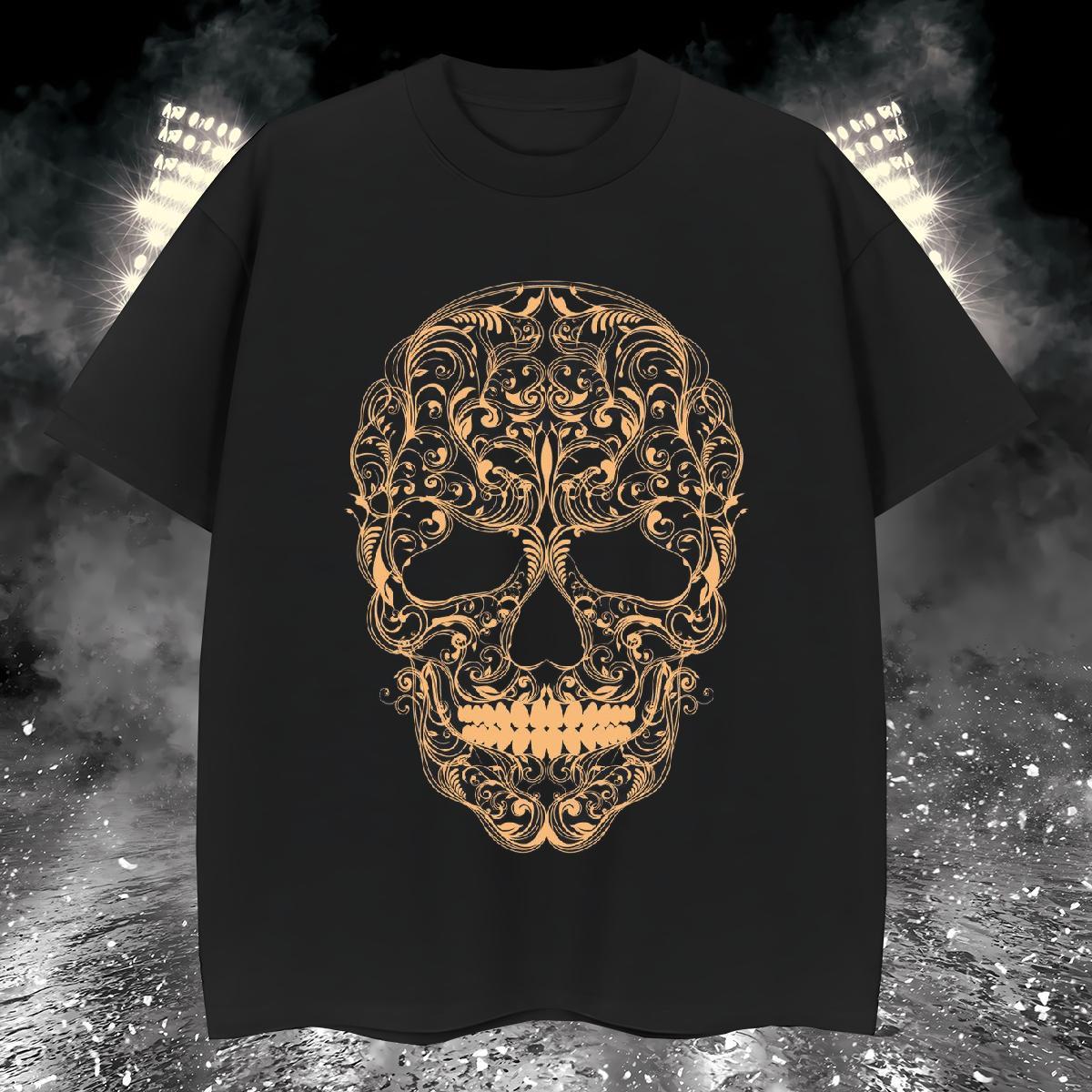 Wholesale T-Shirts 230g Cotton skull Casual DIY Anime O-Neck Short Sleeve Couples T Shirts Custom Polos