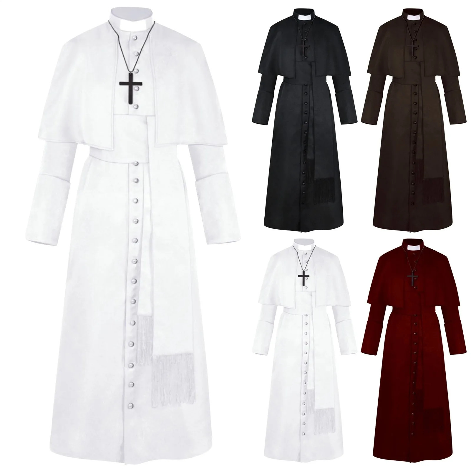 Medieval Priest Role Playing Costume Sleeping Monk Robe Witch Christ Carnival Adult Female 240823