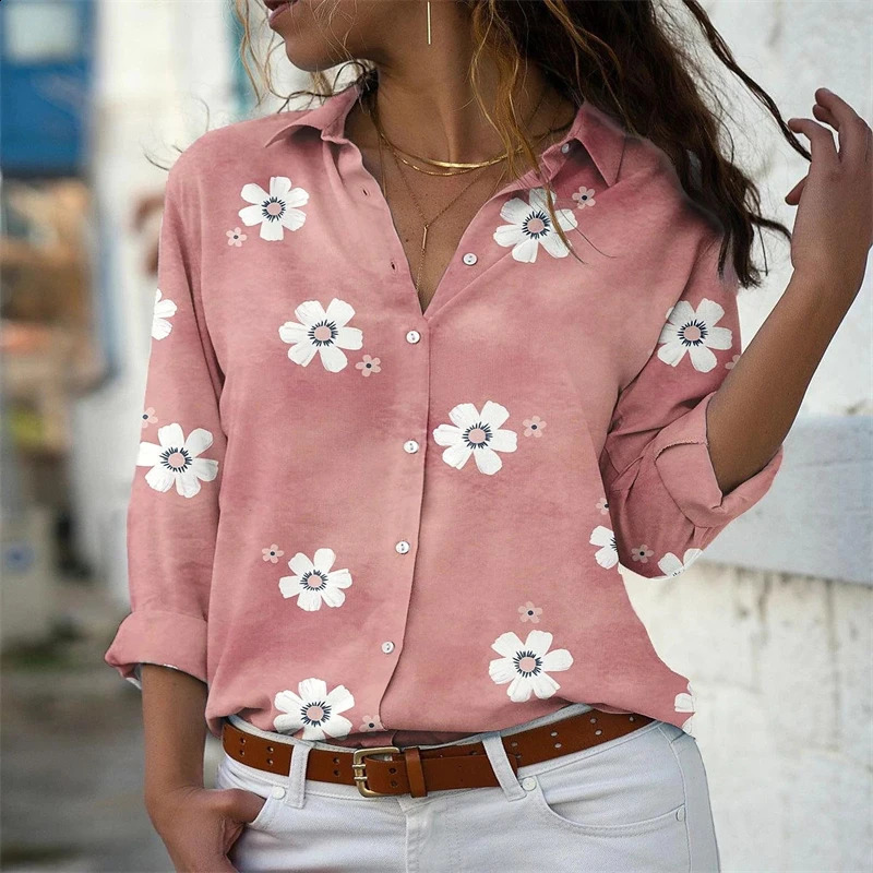 explosive ladies shirt fashion womens Hawaiian shirt long -sleeved outdoor holiday beach clothing super large yard 6xl 240823