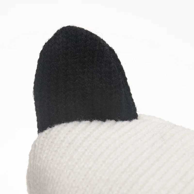 New cartoon animal panda hat Kawaii unisex fashion wool hat knitted zipper hat autumn and winter accessories W240827