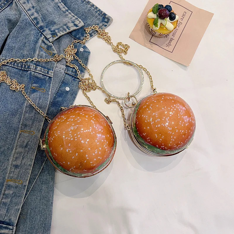Funny Hamburg Shaped Purses and Handbags for Women Kawaii Shoulder Bag Small Crossbody Bag Cute Female Clutch Leather 240827