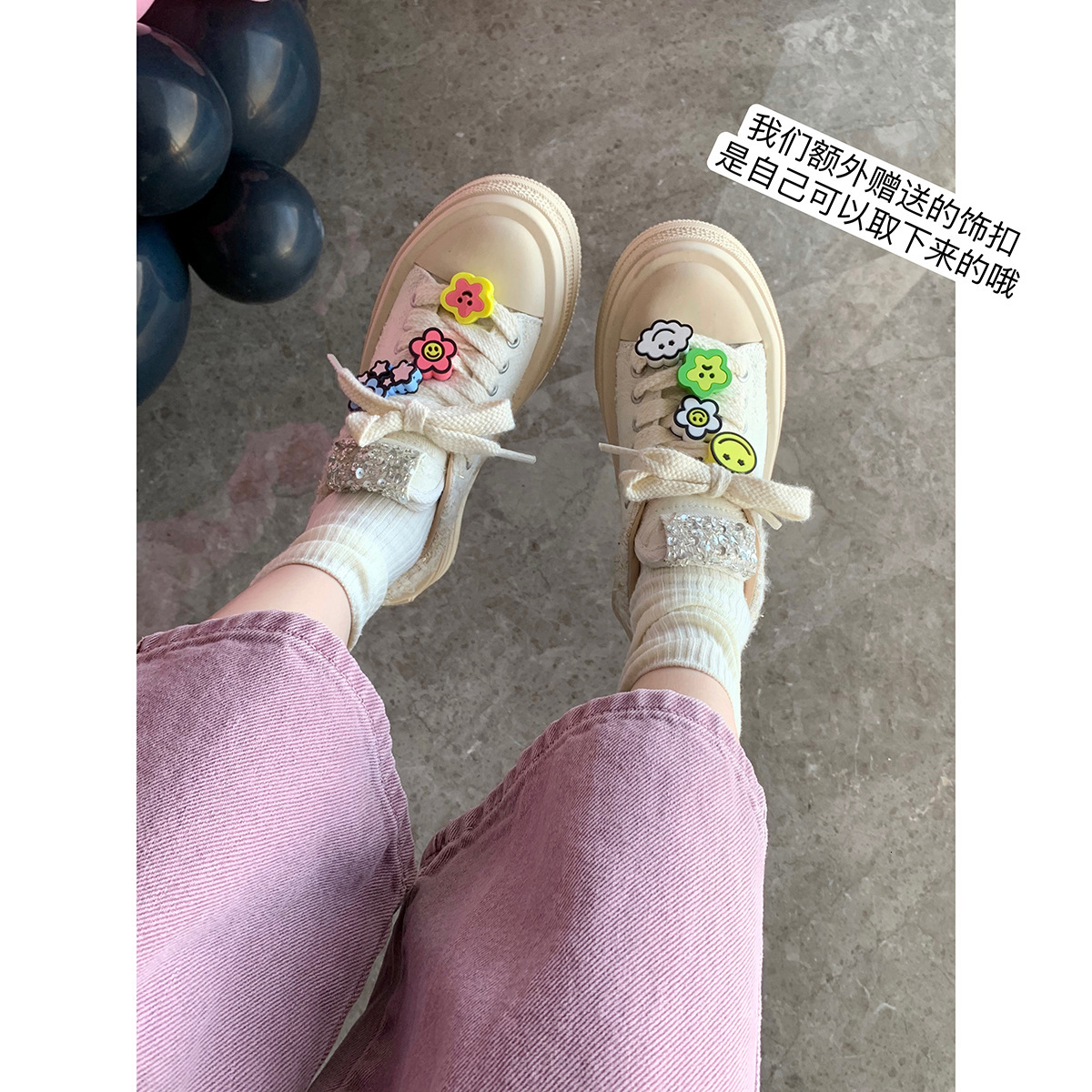 Ddmysports Igh Version Grape Mom S Same Style White Women Board Shoes Sequins Breathable And Height Increasing Straps Casual Thick Soled Canvas OUTDOO
