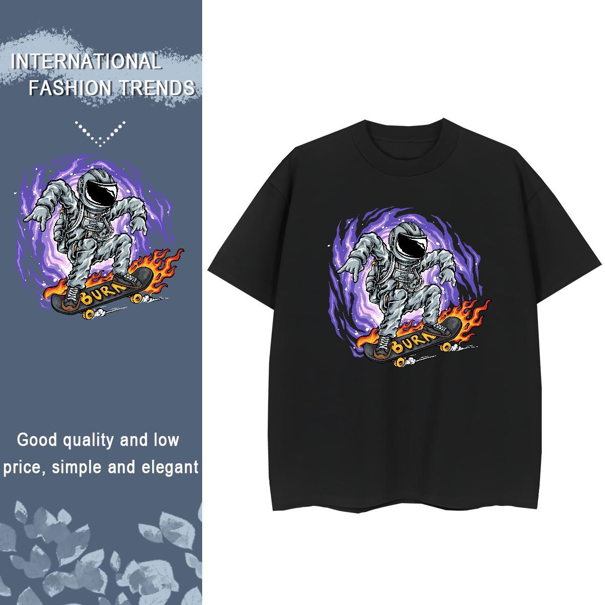 Popular Women Tees 230g 100% Cotton universe Daily Wear T Shirts Women Breathable Short Sleeve Black White Tops Tees