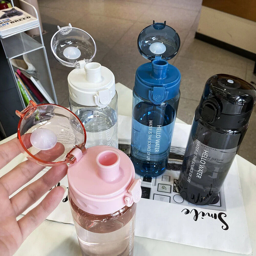 Portable Leakproof Sports Water Bottle Oval Clear Plastic Kettle Large Capacity Outdoor Travel Fitness Summer Drinking Cup 780ml 240822