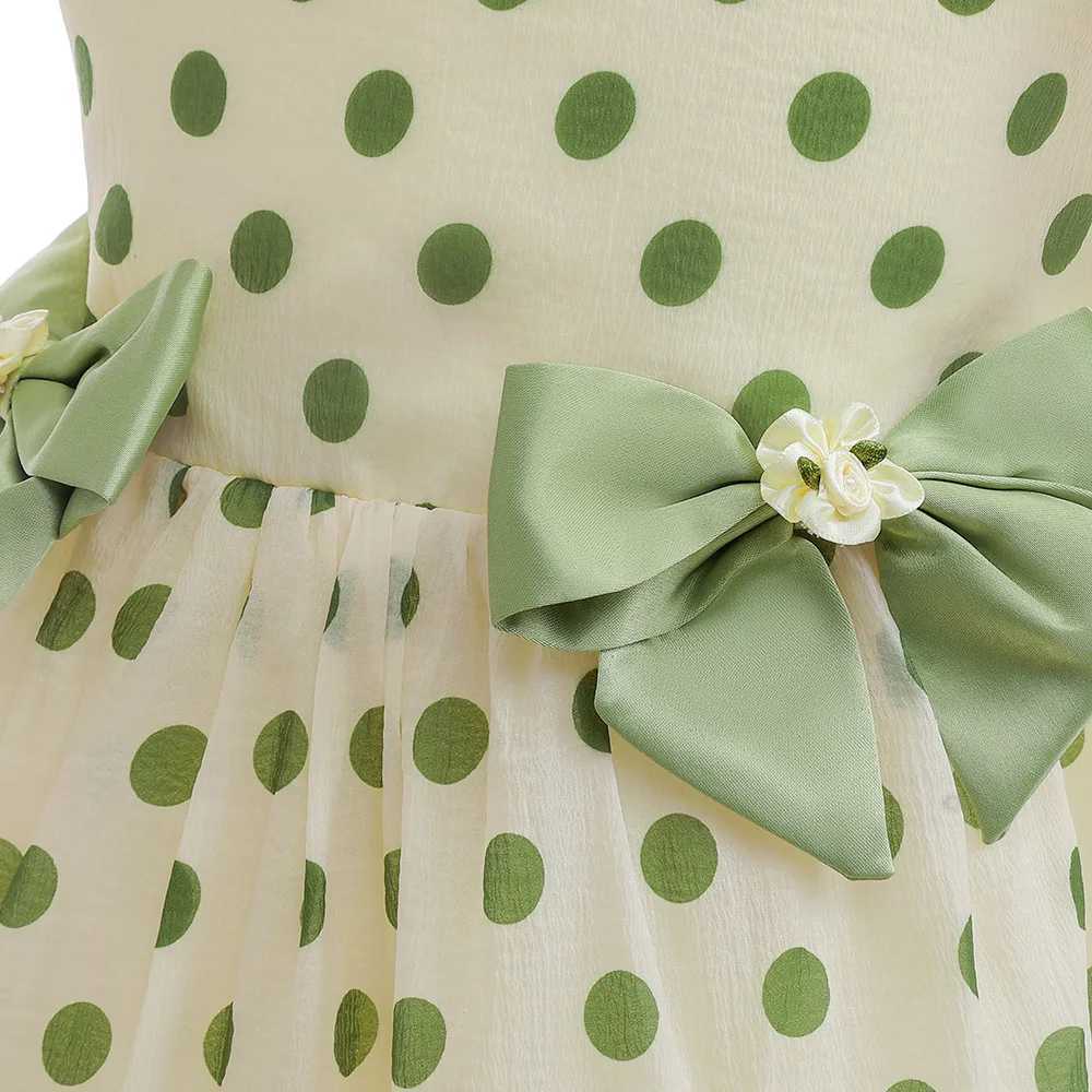 2 girls polka dot princess dresses childrens fluffy summer princess dresses birthday gifts girls bow evening dresses childrens new clothes W240823