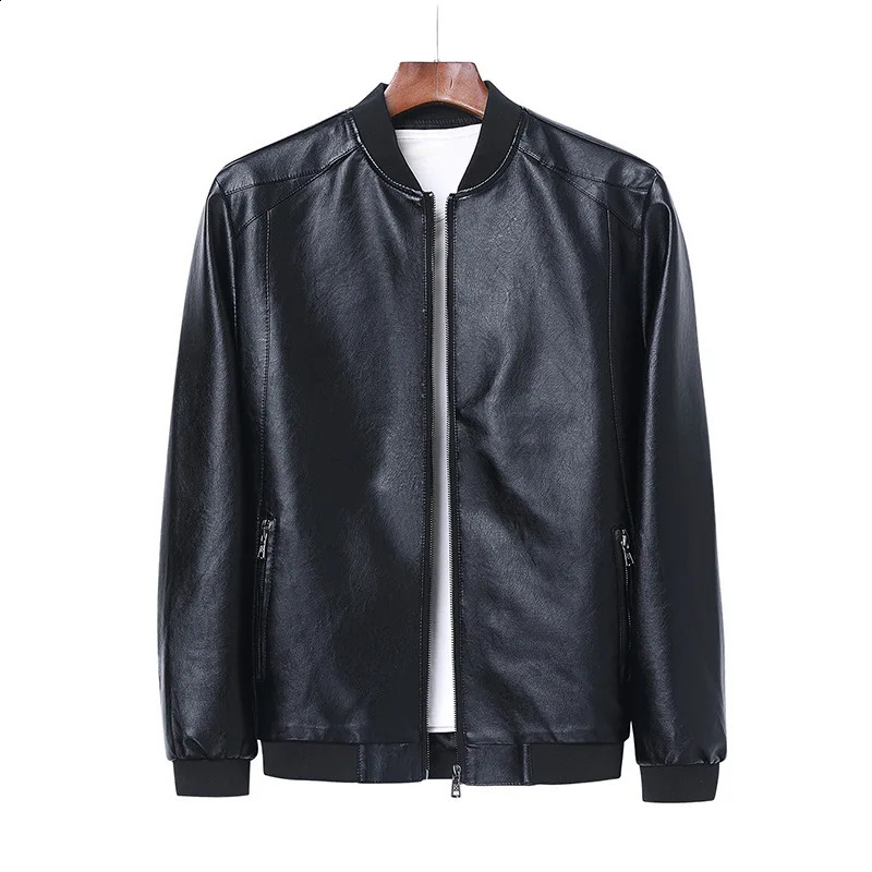 -2263 Autumn And Spring Mens Stand Collar Jacket Natural Leather Thin Section Plus Velvet Fashion Jacket Motorcycle Youth 240822