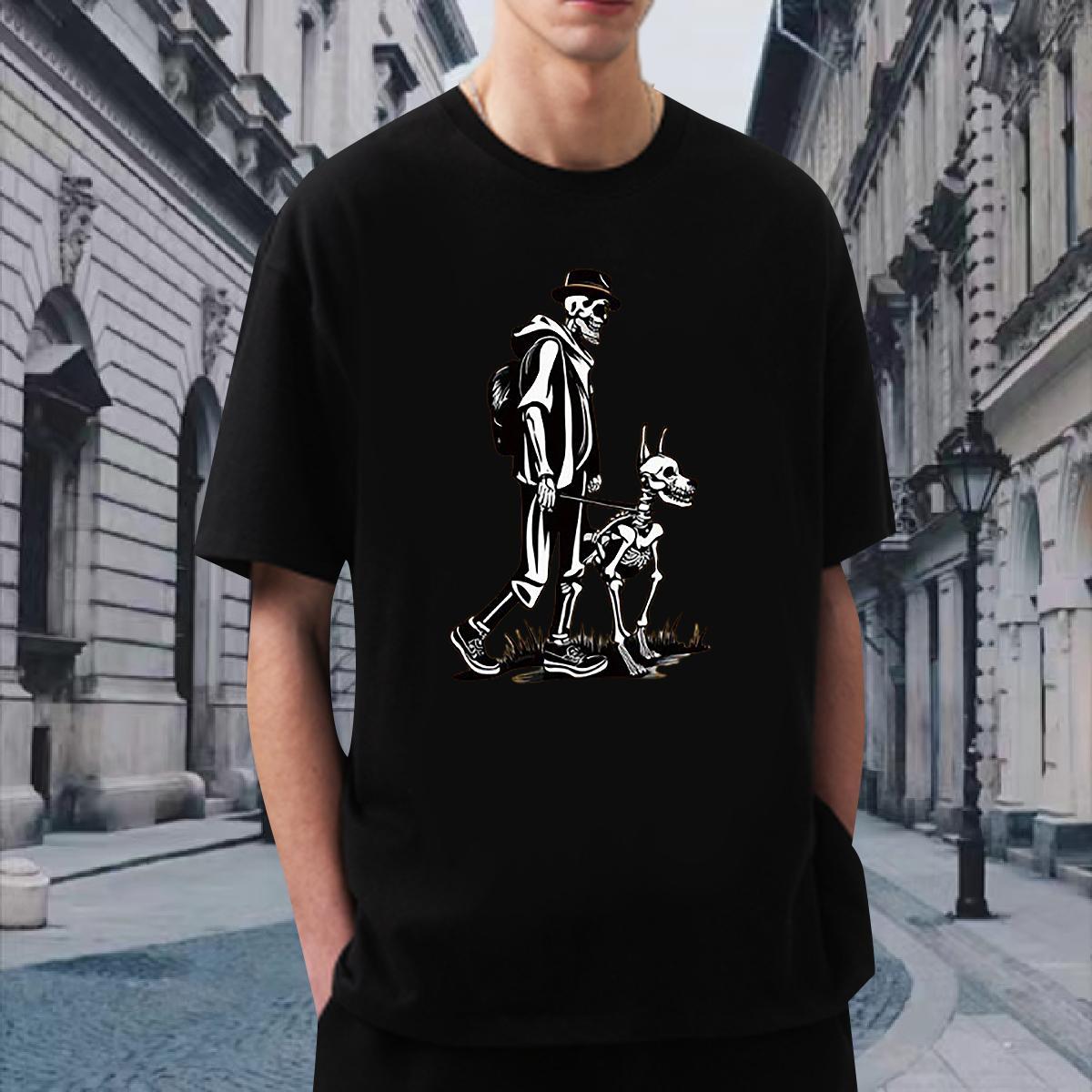 Designer Man T Shirts 230g Cotton skull Casual Daily Wear Cartoon Printing L-4XL Breathable Soft Tshirt for Man Woman New Arrival Clothes