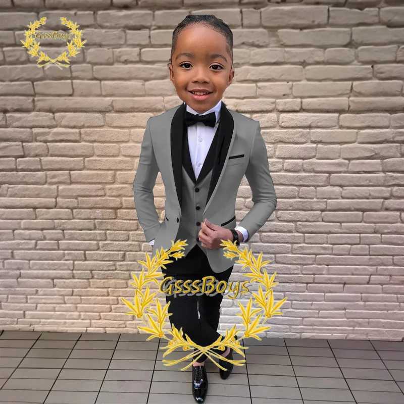 Boys suit wedding jacket pants vest 3-piece party dress shawl collar jacket suitable for childrens customization 3-16 years old complete set W240823