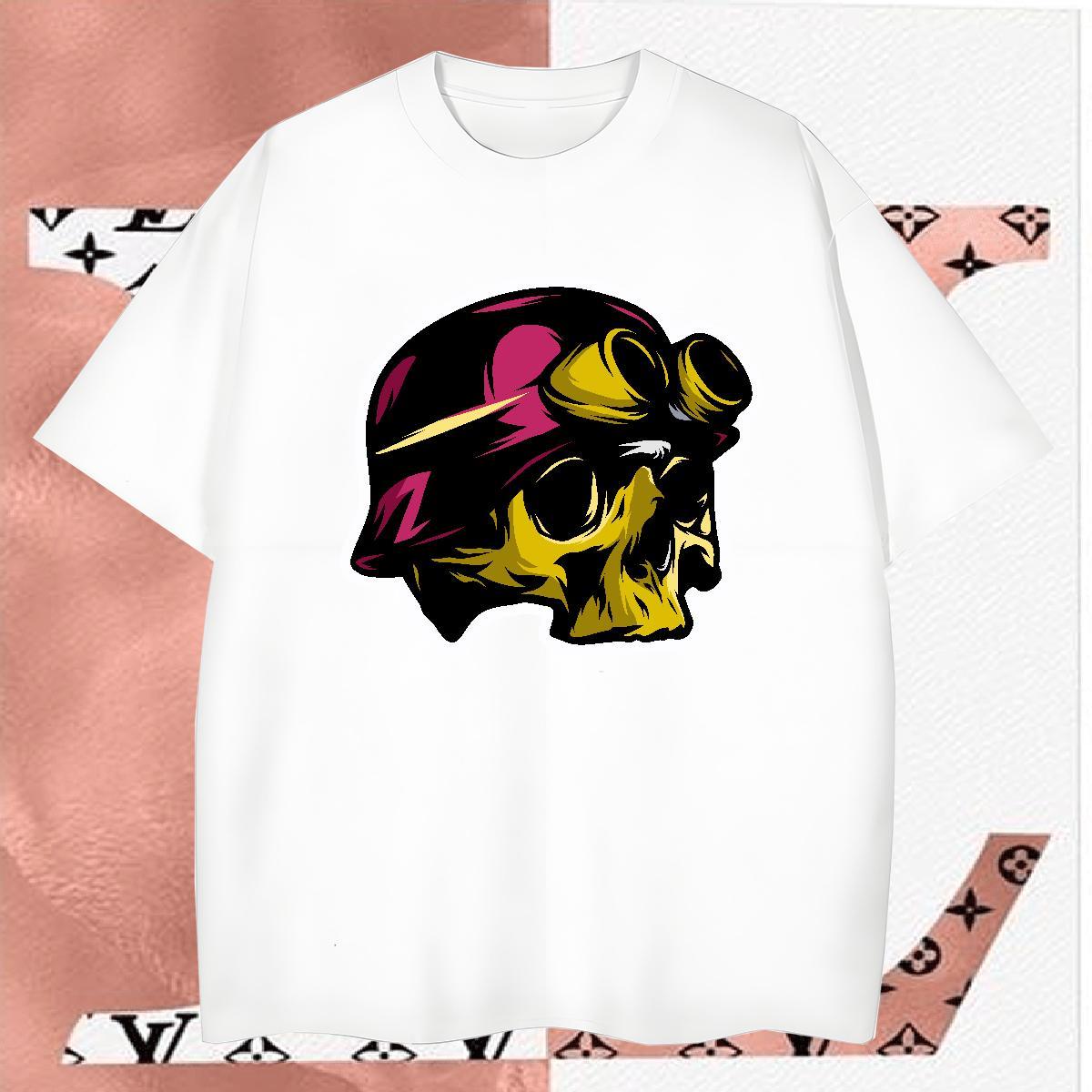 Designer T shirt 100% Cotton 230g skull Street Custom Print Oversized Crew Neck Breathable Couples T Shirts Classic Tee Shirt
