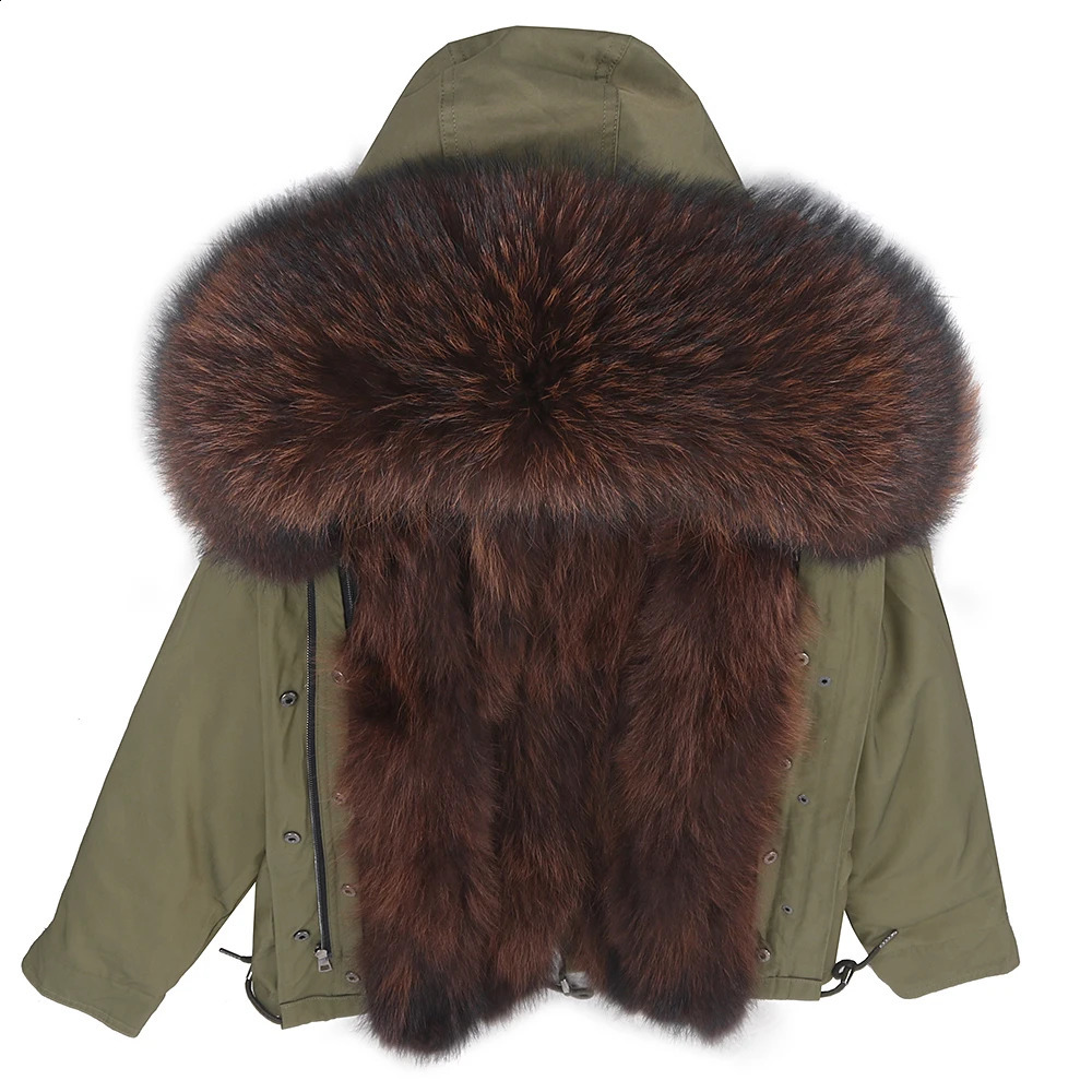 Men Winter Jacket Real Fox Fur Coat Natural Raccoon Fur Lining Outerwear Streetwear Casual Clothing Parka 240823
