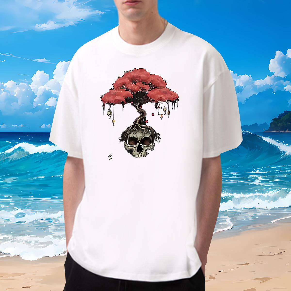 Designer T Shirt For Man 230g 100% Cotton skull Casual Daily Wear Cartoon Printing L-4XL Breathable Crew Neck Men Tshirts Custom Tees Shirts