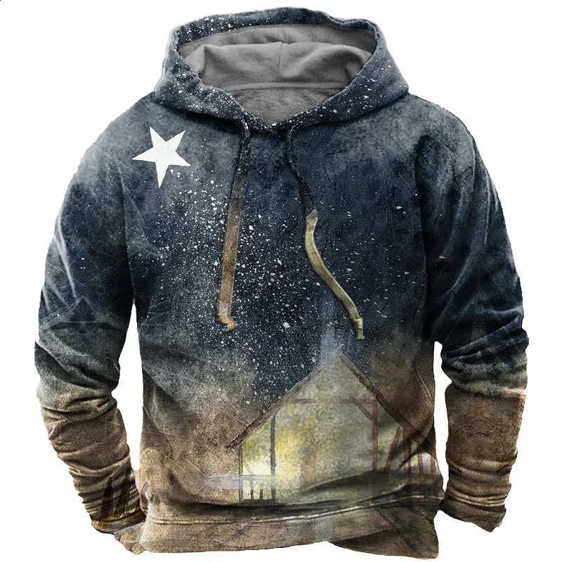 Christmas Hoodies Y2k Style Graphic Hoodie Warmth Sweatshirts for Men Elk Ironman Triathlon Snowflake 3D Printing 240823