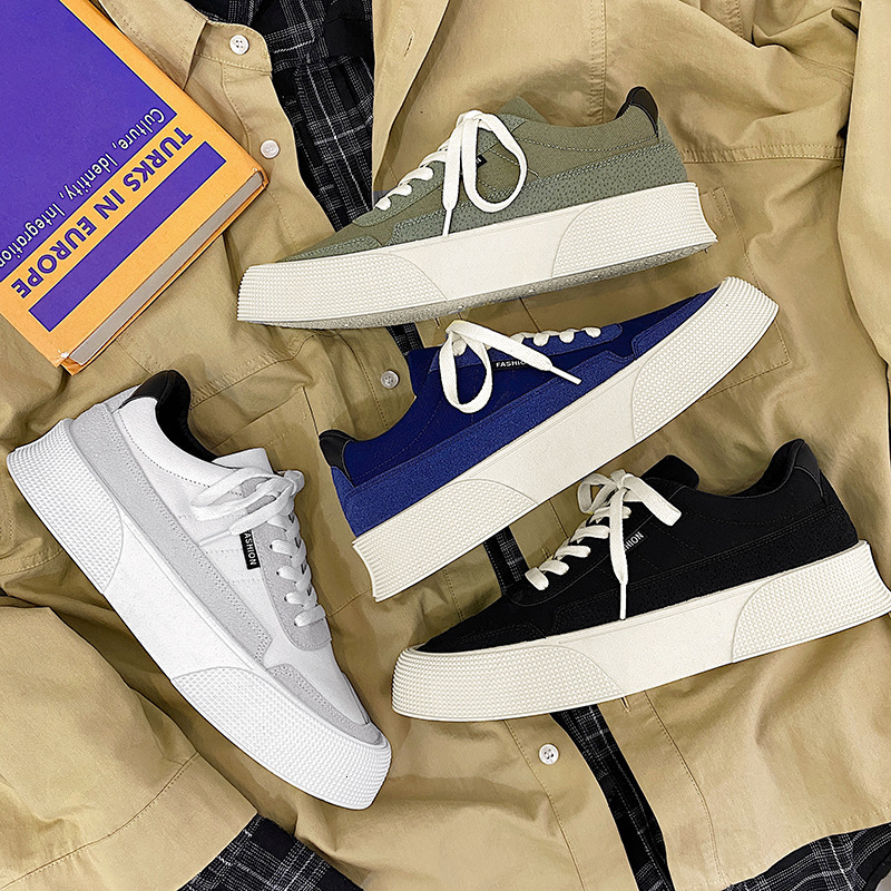 Ddmysports Spring New Men S Street Shoot And Popular Canvas Small White Shoes Low Top Thick Sole Igh Eight Board For OUTDOOR