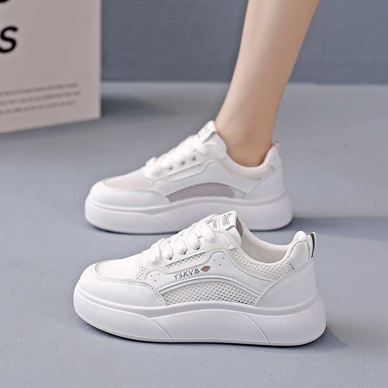 Ddmysports White Women S Versatile Mesh Breathable Spring Summer Season Thin New Style Explosive Casual Dad Sports Board Shoes OUTDOOR