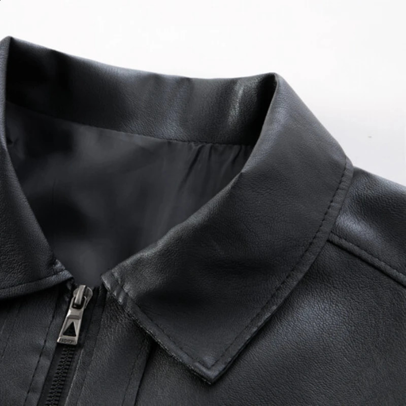 autumn and winter warm casual jacket black faux leather jacket windproof waterproof outdoor jacket.Faux leather coat 240822