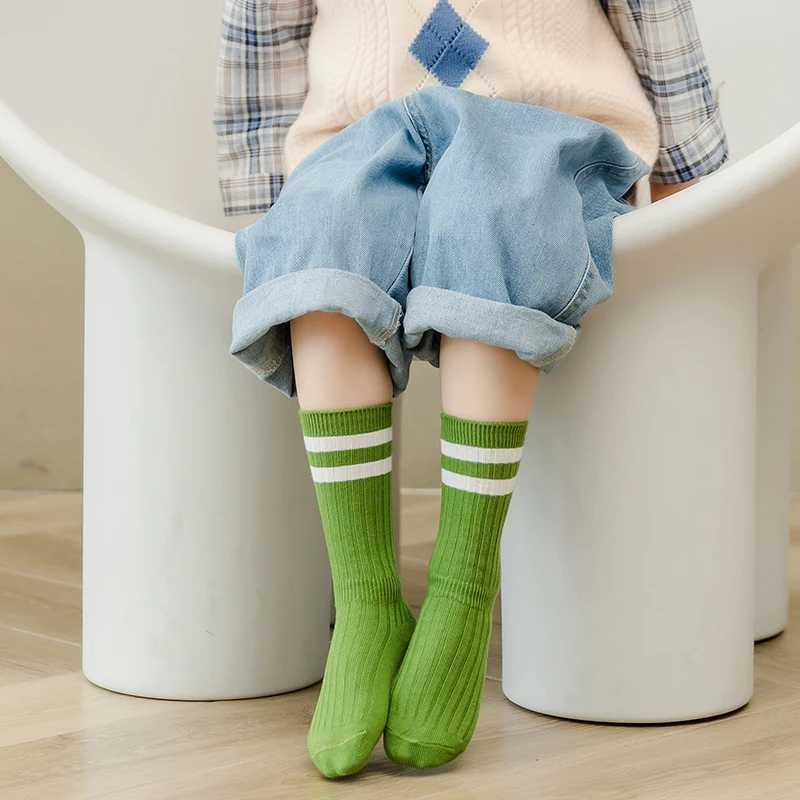 1 pair of childrens socks for boys and girls knee high soft cotton baby socks striped childrens socks school sports socks for children aged 1-12 X2503