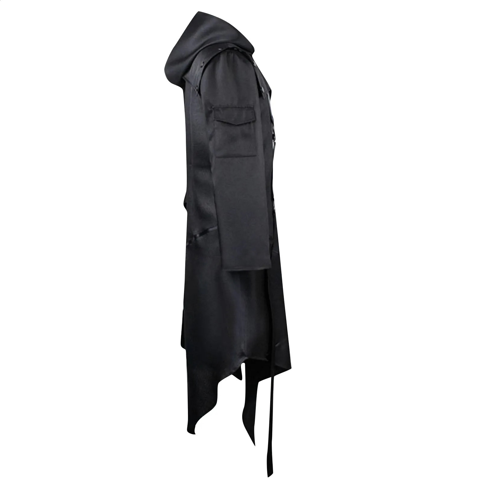 Mens Halloween costume dress up party medieval Gothic steampunk tailcoat jacket black Brocade 240823