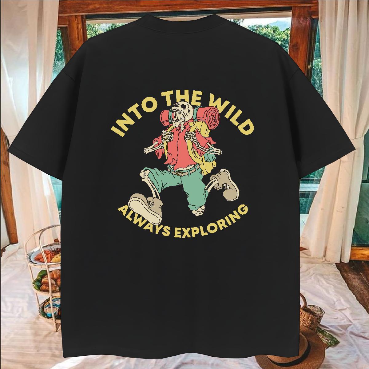 TOP Quality T Shirts Men 230g 100% Cotton skull Hip Hop Black Oversized O-Neck Short Sleeve Men Tops Tees Brand Polos