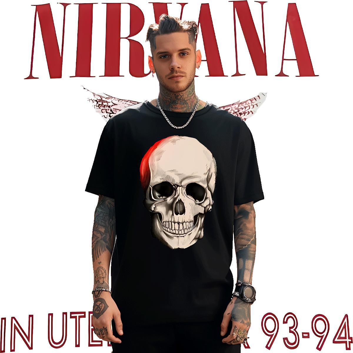 High Quality T-Shirts for Men 230g Pure Cotton skull Daily Wear Black Oversized O Neck Short Sleeves Tshirts 2024 New Tops Shirt