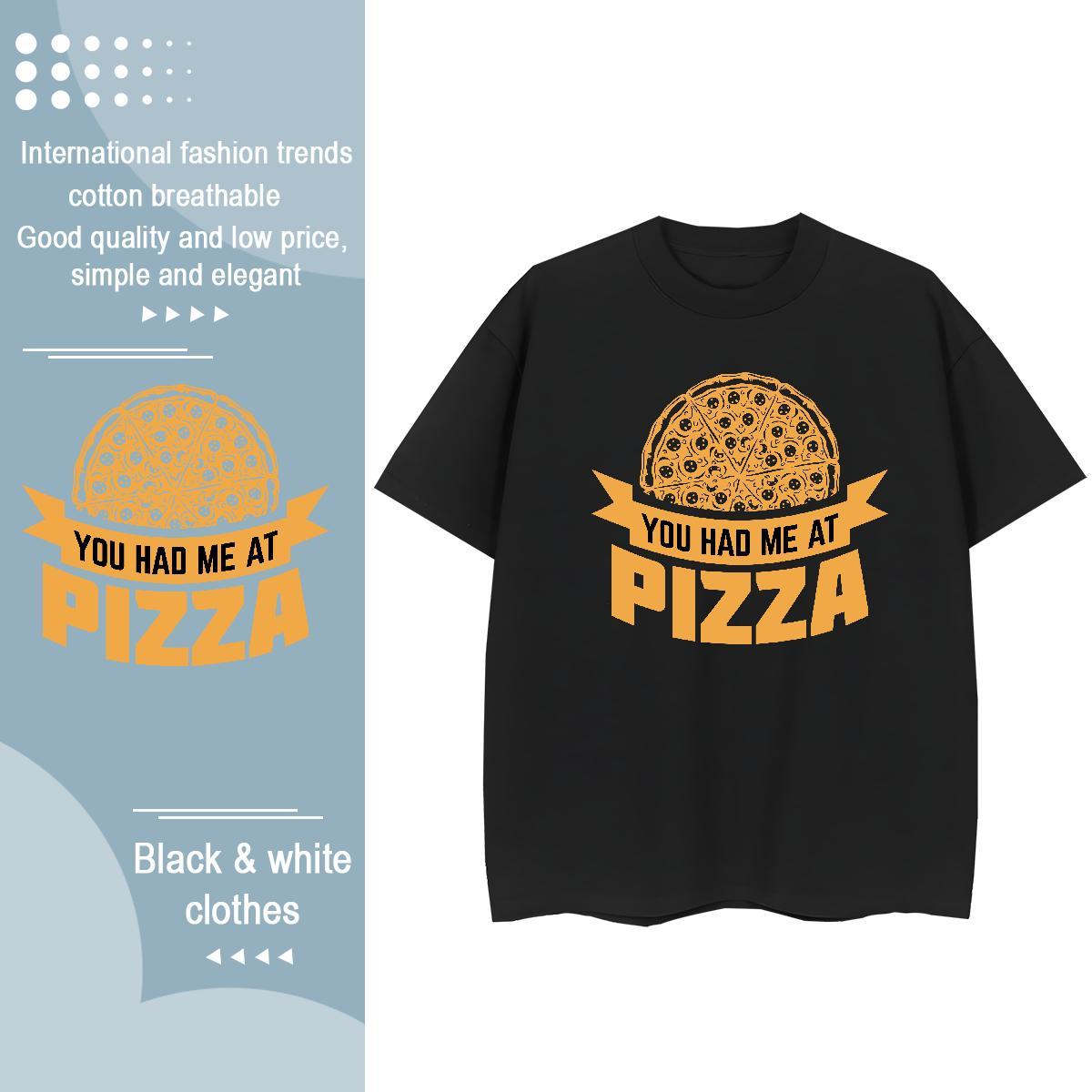 5A Women Tshirts 230g 100% Cotton pizza Spring Summer T Shirts Women Breathable Soft Black Oversized Top Tees