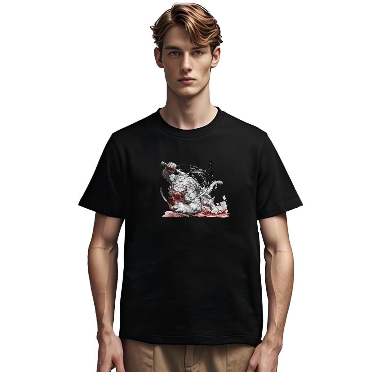 Wholesale Men T Shirts 230g 100% Cotton Street wear Hip Hop Crew Neck Men Clothes T-Shirt 2024 DIY Anime Tops