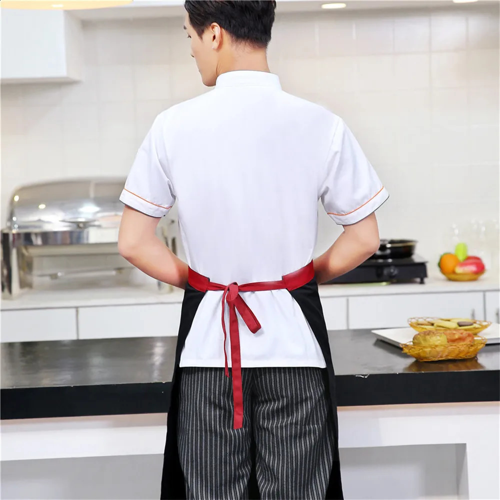 Short Sleeve Restaurant Chef Kitchen Work Uniforms Double Breasted Sushi Bakery Cafe Waiter Catering Service Jackets or Aprons 240814