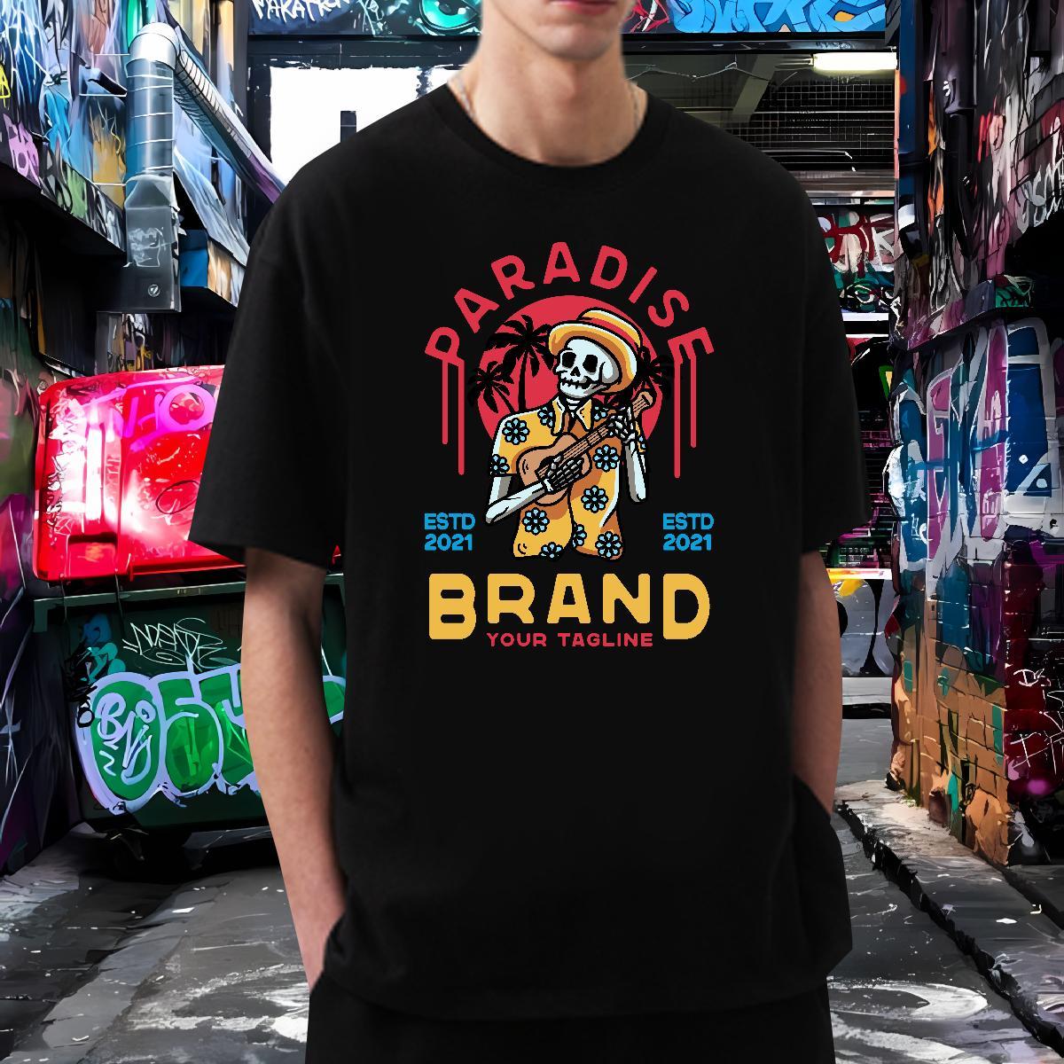 Unisex T-Shirts 100% Cotton 230g skull Home Outdoor Skull Round Neck Short Sleeve Men Tshirts Fashion Designer Tee Shirt