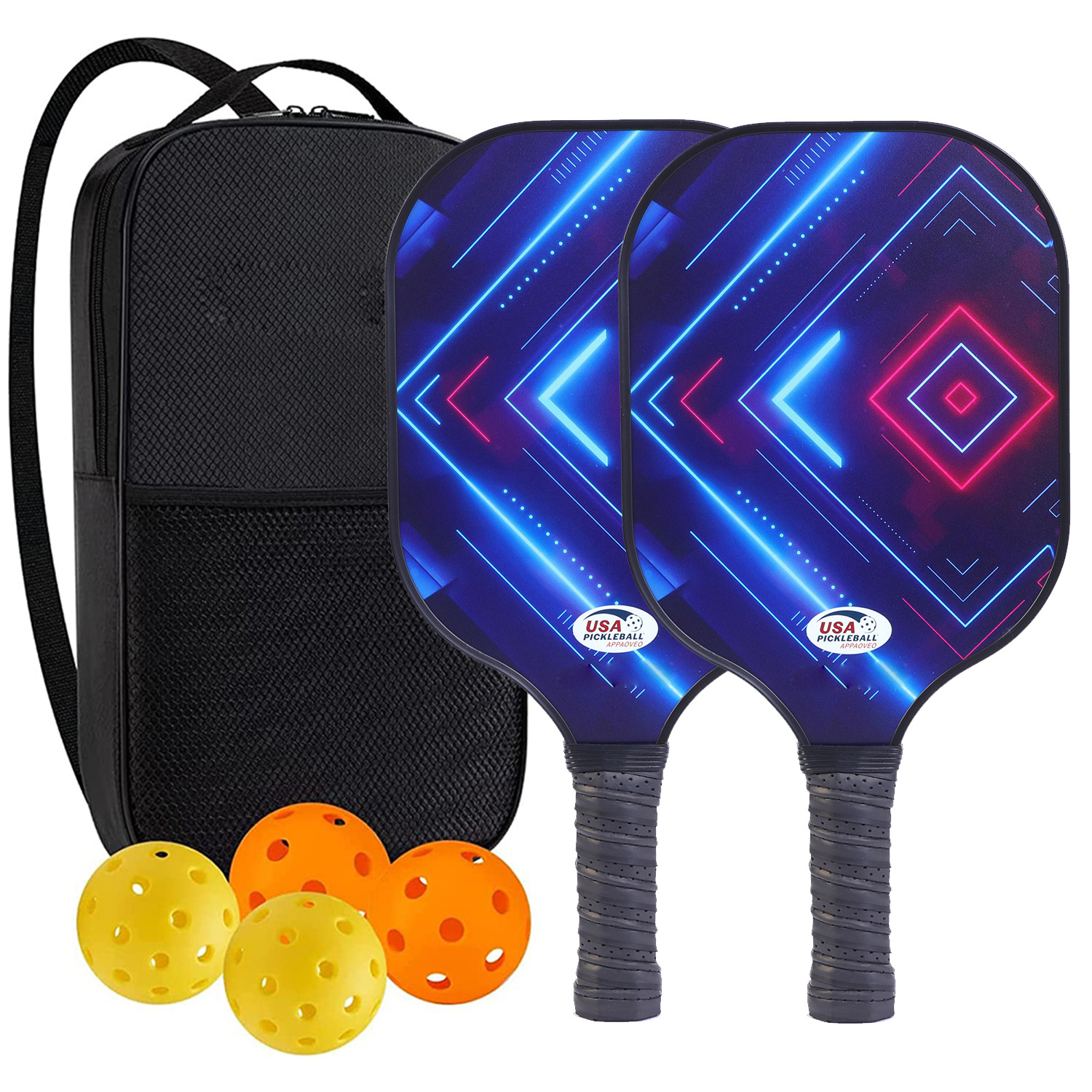 High-Performance Fiberglass Pickleball Paddle for Competitive Outdoors Games 2 Paddle & 4 ball & 1 bag 9969