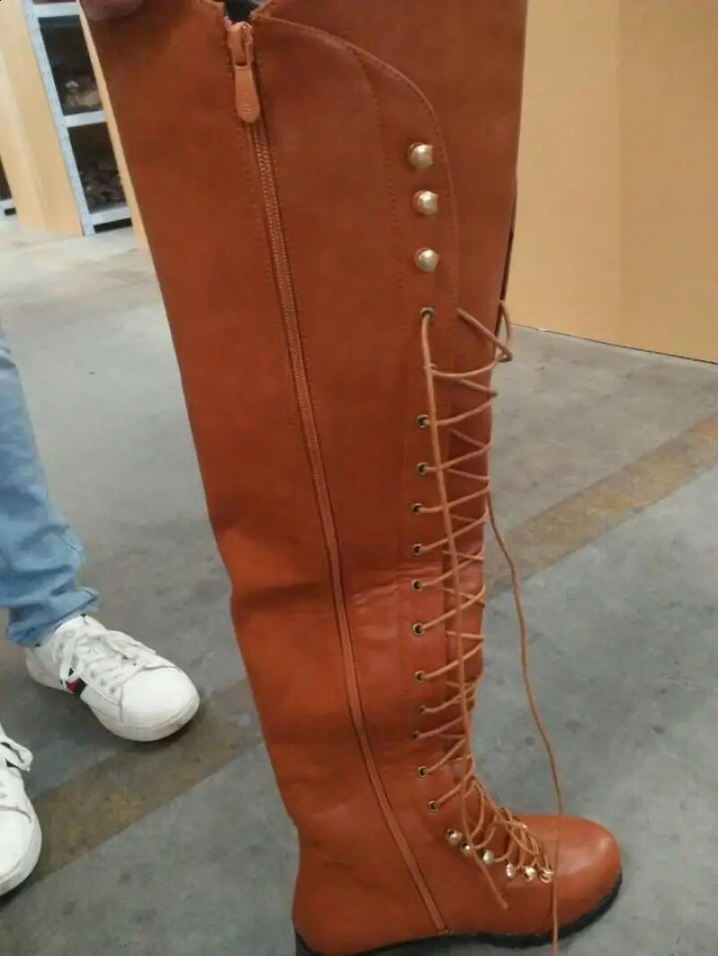 sexy over the knee boots womens fashion cross lace upper shoes winter warm knight high boots womens over the knee boots 240823