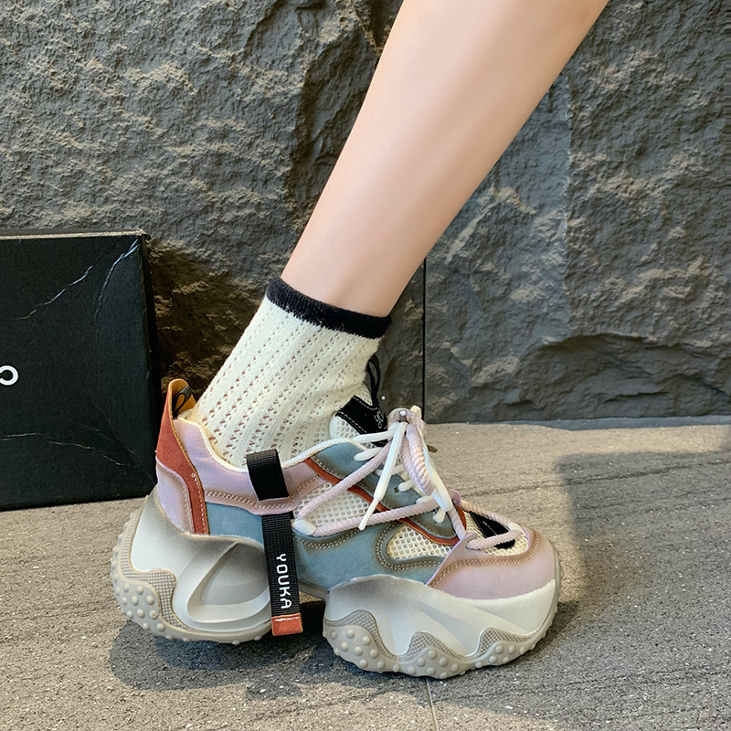 Trendy brand color blocking dad for women's 2024 new small stature and versatile casual sports shoes ddmythur