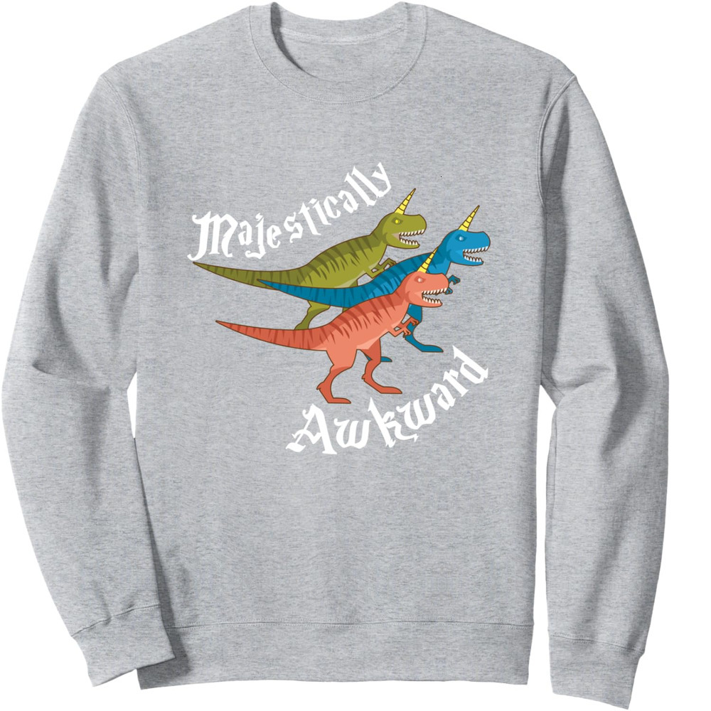Long Sleeve Shirts for Men sweatshirt Mestically Awkward Dinosaur Funny Dino Lover Gift Sweatshirt T shirt Tee Streetwear Casual tops clothes