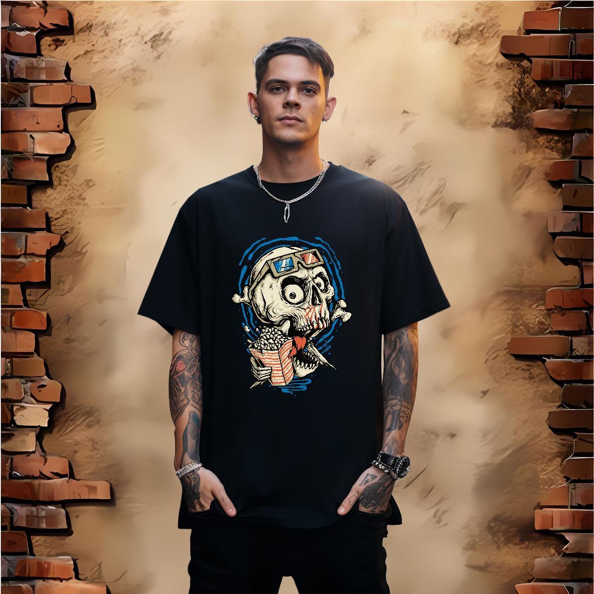 Cool Design T-Shirts for Men 100% Cotton 230g skull Casual Daily Wear Custom Print Plus Size Short Sleeve O-Neck Mens Tshirts Free Shipping Tops Tees