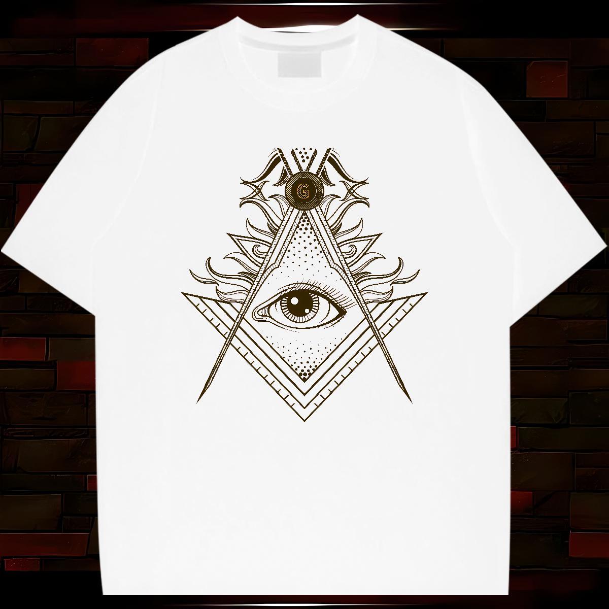 Soft Mens T Shirts 230g Pure Cotton eye of the devil Casual DIY Logo Oversized Breathable Men Tees DIY Customized Tees Shirts