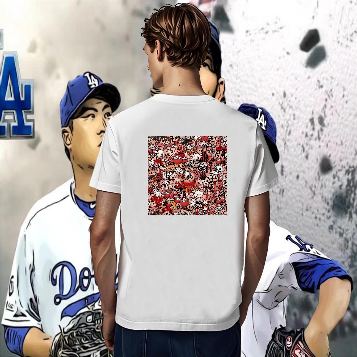 Cool T Shirt For Man 230g 100% Cotton skull Anime Printing Street Customized Print Pure Cotton Tshirt for Man Woman Fashion Polos