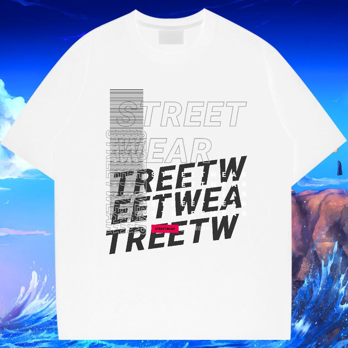 Cool T-Shirts 230g Cotton letter Casual Beach Black White Breathable Crew Neck Men Clothes T-Shirt Custom Tops Shirt