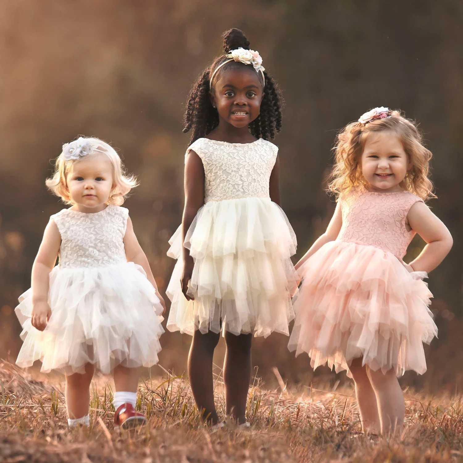 2-6 Yrs lace summer dress suitable for baby girls cute new childrens princess party dance dress childrens birthday wedding evening dance dress W240823