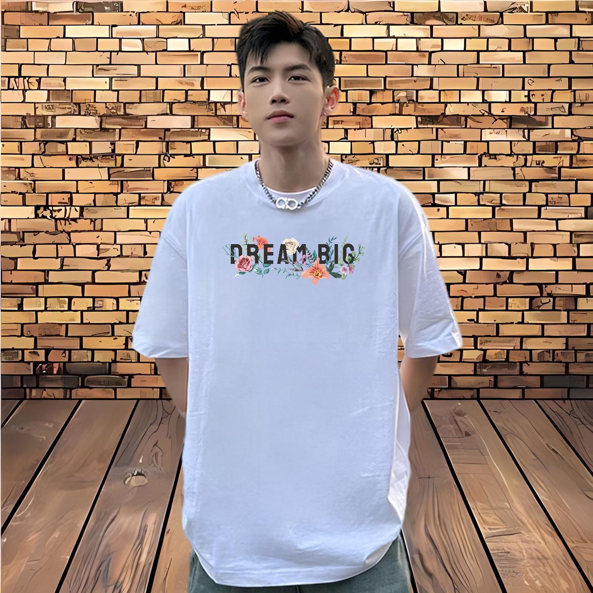 Cool Design T Shirt For Man 230g Pure Cotton letter Sports Casual Asian Size Short Sleeve O-Neck Couples T Shirts Fashion Casual Top Tees