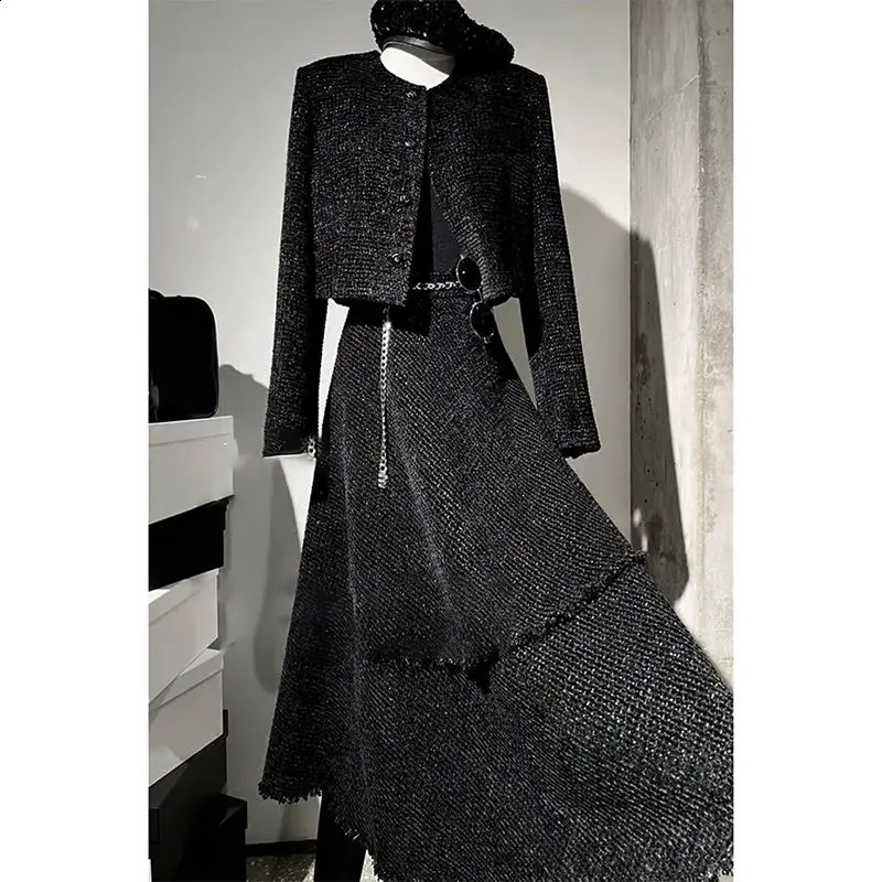 Chic Style Suit High-End Two-Piece Autumn Short Jacket Slimming Skirt Set Women Female Office Lady Clothing High Quality 240823