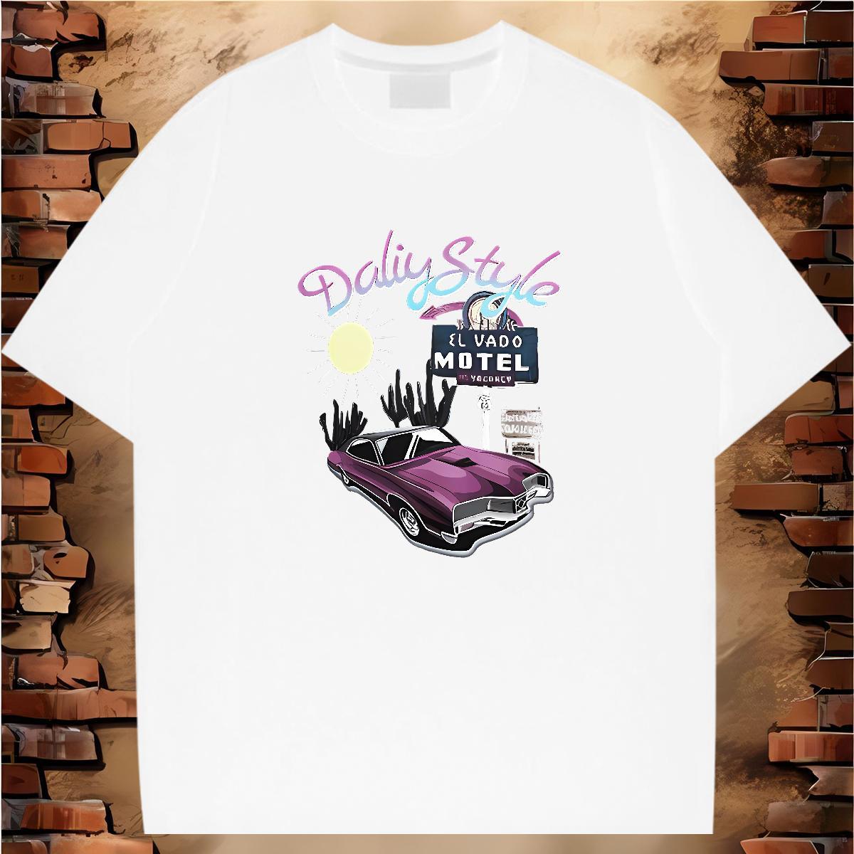 Unisex T-Shirts for Men 230g Cotton car Casual Beach DIY Printed Breathable Short Sleeve Mens Tshirts New Arrival Tops Shirt