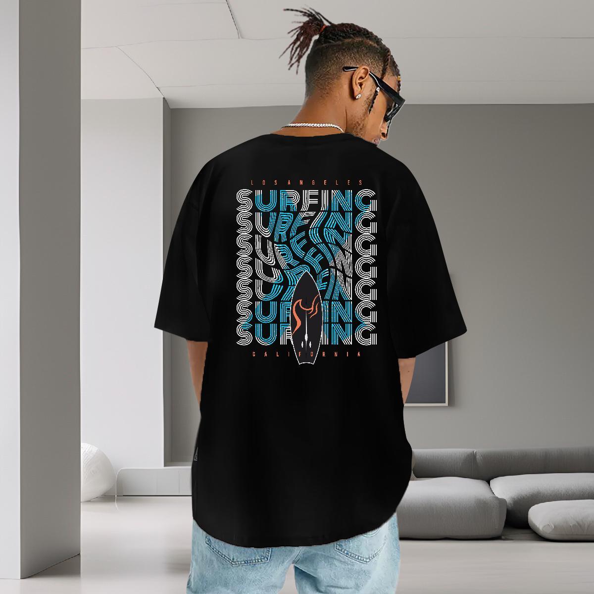 Comfortable T Shirt For Man 230g Cotton letter Street Cartoon Print Breathable Short Sleeve Men Tees Casual New Tops