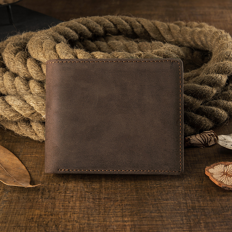 Wallets Vintage Men's Genuine Leather Wallet with Money Clip - Short Boutique Design Cowhide Card Bag