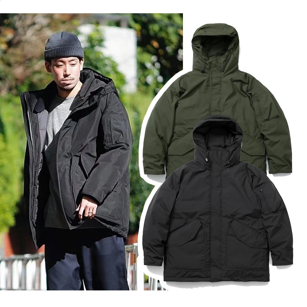 Nanamica Jackets Mens Winter Warm Coats Highquality Simple Pure Color Hooded Down Jacket Tops 240823