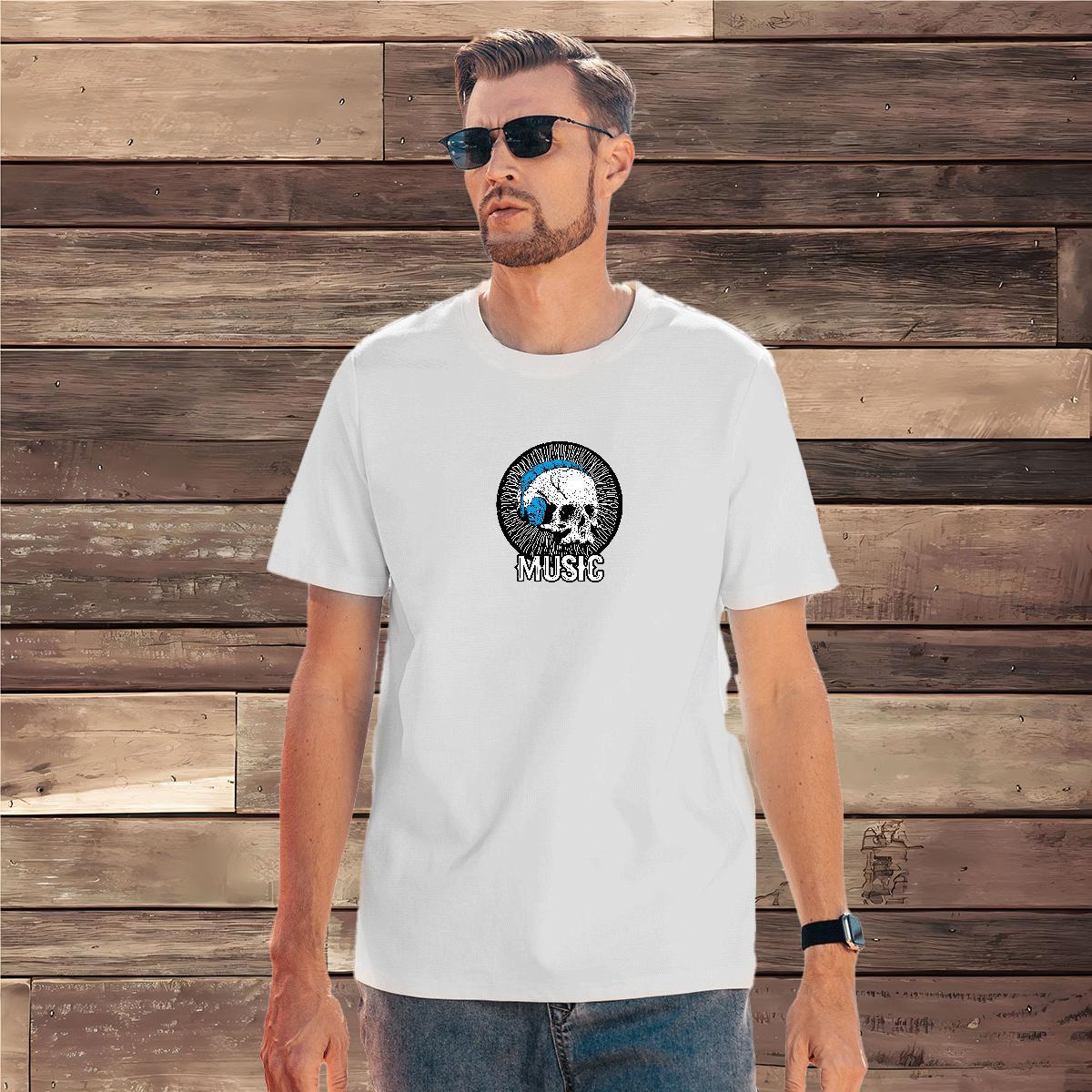 High Quality T-Shirts 100% Cotton 230g skull Beach Graphic Crew Neck Breathable Men Tshirts 2024 New Clothes