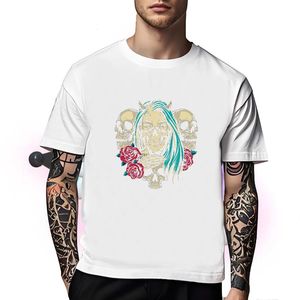 Popular Mens T Shirts 230g 100% Cotton skull Casual Black White Breathable Short Sleeve Men Tees New Designer Clothings
