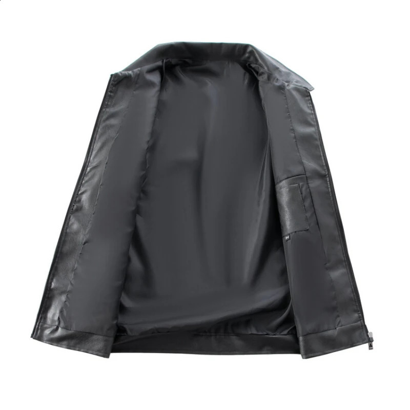 autumn and winter warm casual jacket black faux leather jacket windproof waterproof outdoor jacket.Faux leather coat 240822