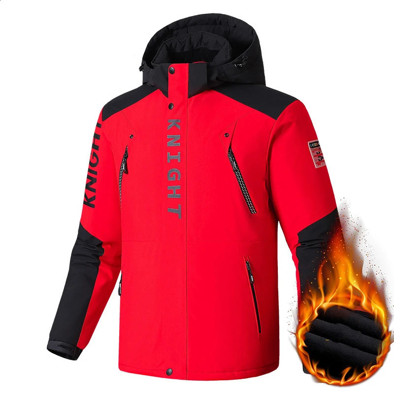 Outdoor Black Fashion Parkas Zipper Jacket Winter Thick Velvet Oversized 7XL 8XL 9XL Mens Windproof and Waterproof w240822